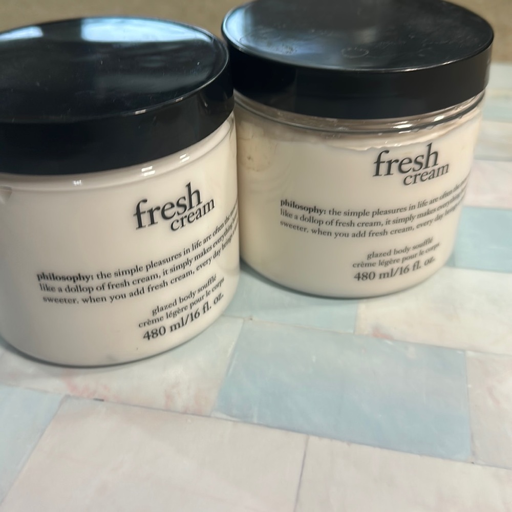 2 Jars of Philosophy FRESH CREAM Glazed Body Souffle Cream JUMBO 16 oz / 480ml